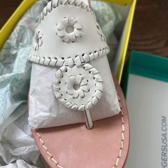 Jack Rogers White Floral Sandals with Footbed - Picture 1 of 5